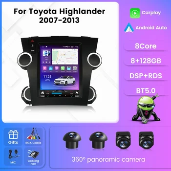 Экран в стиле Tesla для Toyota Highlander 2 XU40 2007 - 2013 Авто Радио Мультимедийный Плеер GPS Navigaiton Carplay Android Auto DSP - Изображение 1  
