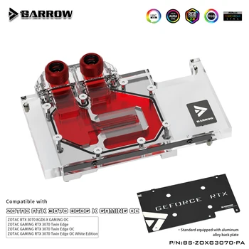 Использование водяного блока BARROW для ZOTAC RTX 3070 8GD6 X GAMING OC/Twin Edge GPU Поддержка оригинальной задней панели 5V Header RGB - Изображение 1  