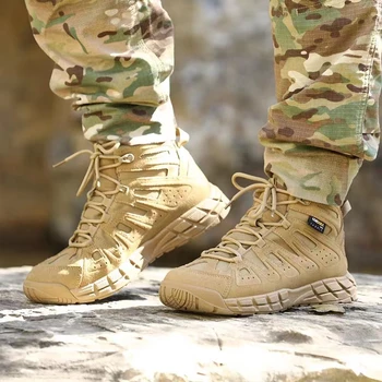 Тактические военные ботинки на открытом воздухе Мужчины 46 Размер Армейская тренировочная обувь Сверхлегкая EVA Амортизирующие горные походные ботинки Мужской - Изображение 1  
