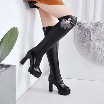 Обувь для женщин 2023 года Новый супер высокий каблук 8 см вверх Женские сапоги Slim Was Thin Черные женские сапоги выше колена Zapatos de Mujer - Изображение 2  