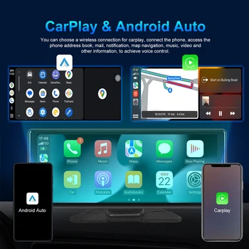Автомобильный дисплей 10,26 дюйма Портативный USB/TF Bluetooth Сенсорный экран Высокая четкость Навигация на большом экране Беспроводная Carplay Android Auto - Изображение 2  