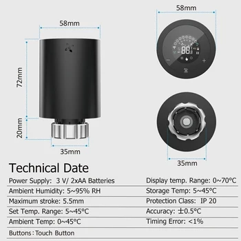 Tuya Smart ZigBee Привод радиатора TRV Программируемый термостатический клапан радиатора Приложение Дистанционный регулятор температуры Поддержка Alexa - Изображение 2  