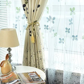 Серый и кремовый цветочный принт Современные плотные шторы для гостиной Спальня Домашний декор Шторы Шторы Обработка окон - Изображение 2  