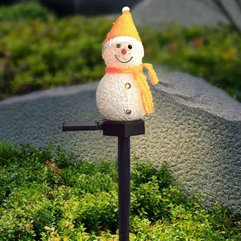 2X Снеговик Солнечные Огни Рождество Светодиодный Снеговик Свет Декор На Открытом Воздухе Сад Колышки Лампы Рождество Желтый - Изображение 2  