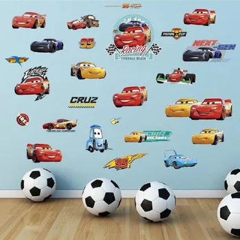 Мультяшные автомобили McQueen Наклейка на стену для детской комнаты Спальня для мальчиков Съемные виниловые обои для домашнего декора 3D самоклеящиеся фотообои - Изображение 2  