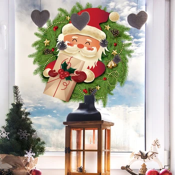  ПВХ Новый подарок Санта Голова, как рождественские наклейки на стену Спальня Гостиная Фон Стена DIY Декоративная самоклеящаяся покраска - Изображение 2  