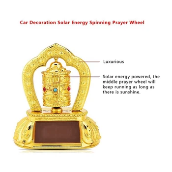 3X Солнечная энергия Молитвенное колесо, Автомобиль Вращающееся Молитвенное Колесо Солнечная энергия Энергия Тибетское Буддийское Молитвенное Колесо Украшение Автомобиля - Изображение 2  