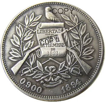 ГВАТЕМАЛА 1894 4 реала посеребренная копировальная монета - Изображение 2  
