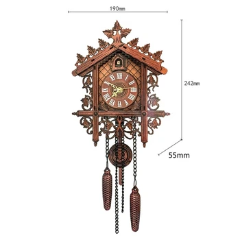 Винтажные деревянные подвесные настенные часы с кукушкой для гостиной, дома, ресторана, спальни - Изображение 2  