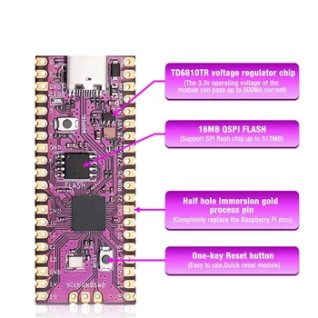 Для Raspberry Picoboot Board Kit RP2040 Двухъядерный процессор Arm Cortex M0 + процессор 264 КБ SRAM + 16 МБ Плата для разработки флэш-памяти - Изображение 2  