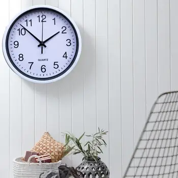 Гладкий дизайн Настенные часы Номер Круглые настенные часы для украшения домашнего офиса Бесшумные нетикающие 8-дюймовые подвесные часы Кварцевая развертка - Изображение 2  