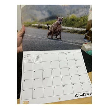Собаки какают 2024 Настенный календарь Забавный собачий узор 2024 Настенный календарь для новогодних рождественских подарков - Изображение 2  