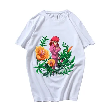 Yu Yu Hakusho Yuusuke Urameshi Футболка Женская летняя рубашка из 100% хлопка Свободная футболка с о-образным вырезом Повседневные эстетические футболки Спортивные футболки - Изображение 2  
