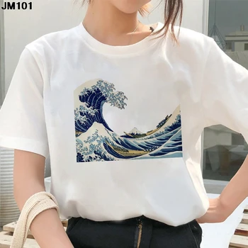 2022 Великая волна эстетической футболки Женская одежда 90-х годов И так это океан Мода Графический принт Футболка Симпатичные топы Повседневная футболка - Изображение 2  