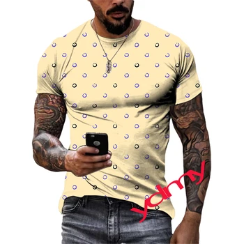 лето абстрактный цвет узор быстросохнущая мужская футболка хип-хоп 3D-печать личность шея с коротким рукавом модная одежда - Изображение 2  