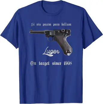 Немецкий Mauser P08 9 мм Люгер Пистолет Футболка 100% хлопок с о-образным вырезом Лето с коротким рукавом Повседневная мужская футболка Размер S-3XL - Изображение 2  