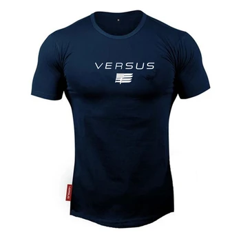 Мужские футболки Мышечная рубашка с буквенным принтом Бодибилдинг Джоггер Тренировка Фитнес Футболки Хлопковая рубашка с о-образным вырезом для мужчин - Изображение 2  