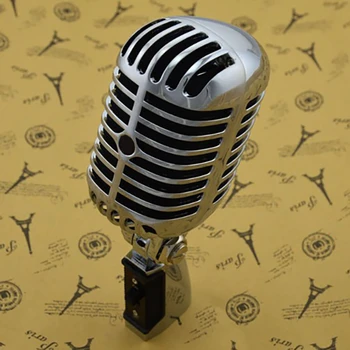 Top 2X Профессиональный проводной винтажный классический микрофон Хорошее качество Динамическая движущаяся катушка Майк Делюкс Металлический вокальный микрофон Майк - Изображение 2  