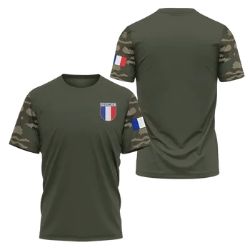 Франция Армия Камуфляж Мужчины Женская футболка Коммандос ARMY-VETERAN 3D Спецназ Тактические рубашки с коротким рукавом Мужская одежда - Изображение 2  