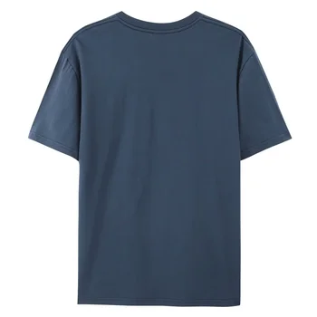 Мужская повседневная футболка с короткими рукавами и однотонным дизайном, изготовленная из 100% мягкого хлопка - Изображение 2  