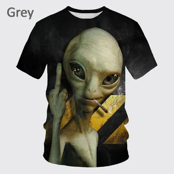 Веселая мода Инопланетянин 3D-печать Мужская футболка Уличная быстросохнущая одежда Хип-хоп Повседневная футболка с круглым вырезом - Изображение 2  