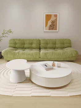  Круглый чайный столик из массива дерева с комбинацией приставного столика, небольшая гостиная, современное и минималистское домашнее использование - Изображение 2  