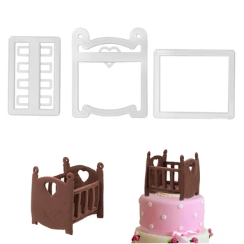 3 шт. 3D Детская кроватка Форма Пластиковый резак для помадки Формочка для печенья Форма для торта Шоколад Sugarcraft Mold Инструменты для украшения - Изображение 2  