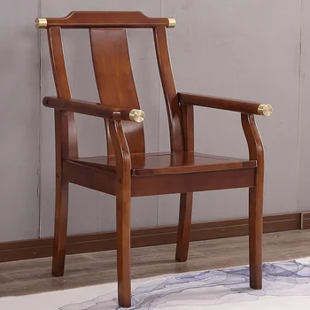  Стул со спинкой из массива дерева Стул для учебы Официальная шляпа Чайный стул Кресло для пожилых людей для отдыха Обеденный стул Новый китайский стул для маджонга - Изображение 2  