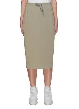 Высококачественная женская юбка до середины икры во французском стиле Хлопковая юбка с высокой талией простого дизайна Универсальная повседневная юбка с запахом от бедра - Изображение 2  