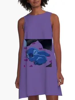 Пляжное платье Сексуальные короткие платья Disney для женщин 2023 Свободный прохладный тай-дай Топ без рукавов Стежок Модное женское летнее мини-платье - Изображение 2  