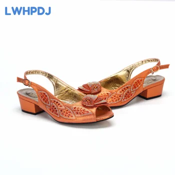 2023 Лидер продаж оранжевого цвета Peep Toe Женские сандалии Обувь Подходящий сумка Набор для нигерских женщин Свадебная вечеринка Насос - Изображение 2  