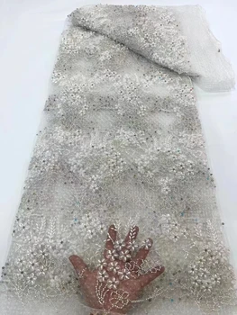  африканские блестки бисерные кружевные ткани 2023 высокого качества последовательная вышивка французская нигерийская кружевная ткань для свадебного шитья Xc - Изображение 2  