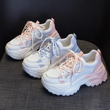 2023 Женские кроссовки на платформе Теннис на толстой подошве Женская вулканизированная обувь Модная тенденция Контрастный цвет Обувь для ходьбы на открытом воздухе - Изображение 2  