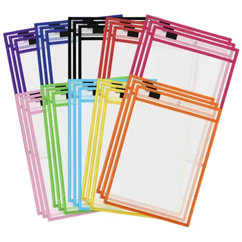  30 Pack Dry Erase Pockets ПВХ Прозрачная сшитая сумка для сухого стирания Многоразовая сумка для сухого стирания - Изображение 2  