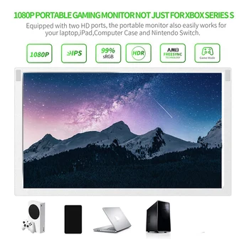 Портативный игровой монитор 1080P 12,5-дюймовый дисплей HDR Freesync Game Mode Travel Monitor для Series S - Изображение 2  