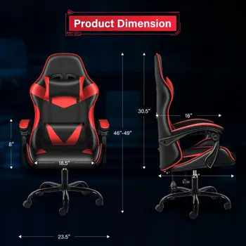 Простое игровое кресло Deluxe, без подставки для ног, Красный/Черный - Изображение 2  