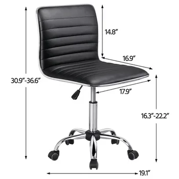  черный офисный стул без груза современный регулируемый вращающийся офисный стул без подлокотников из искусственной кожи мебель для офисного стула - Изображение 2  