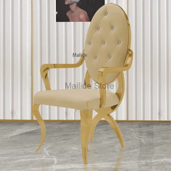 Обеденные стулья из нержавеющей стали Современная домашняя мебель Простая спинка Кресло для кухни Креативный повседневный стул для столовой - Изображение 2  