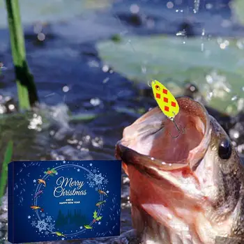 24 шт. Рыболовный набор Адвент-календарь Творческий энтузиаст рыбалки Рождественский подарок Рыболовные снасти Адвент-календарь Рождественская тема Подарок - Изображение 2  
