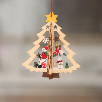 рождественские украшения, деревянные рождественские выдолбленные лазером маленькие подвески для рождественской елки, деревянные подвески-колокольчики-пентаграммы, подарки - Изображение 2  