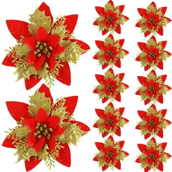 5 шт. 14 см блестящие искусственные рождественские цветы рождественские украшения для дома рождественские елочные украшения цветы новый год Navidad Подарки - Изображение 2  