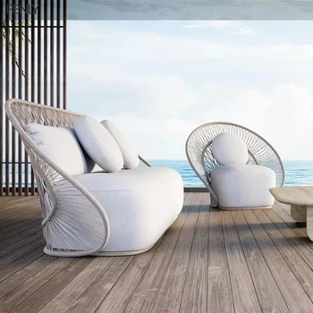 Индивидуальные высококачественные круглые стулья для отдыха на вилле Отель Сад Белые диваны Уличная мебель Набор столов и стульев - Изображение 2  