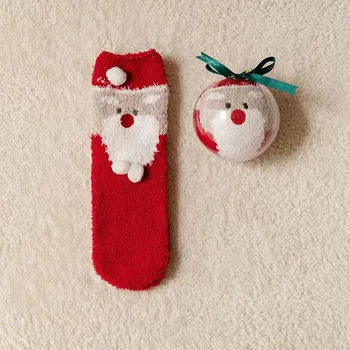 Рождественские носки Коралловый бархат Утолщенные носки для теплого сна Мужские и женские носки до середины икры Детские носки h - Изображение 2  