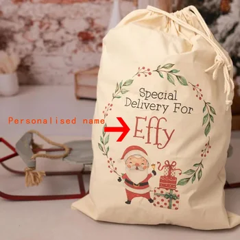 персонализированный изготовленный на заказ чулок Санта-Клаус мешок ребенок мальчик девочка счастливый рождественский праздник подарочная коробка подарочная сумка рождественское новогоднее украшение - Изображение 2  