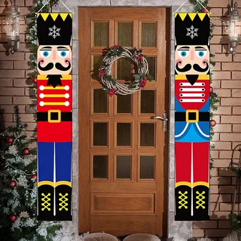 180 см Щелкунчик Солдат Дверь Баннер Рождественская дверь Висячий флаг Крыльцо Дверь Баннер Счастливого Рождества Новый год Украшение дома - Изображение 2  