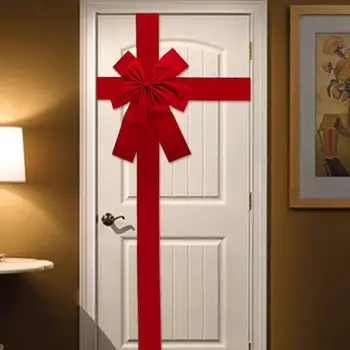 Рождественский шкаф Дверь Лента Большой Красный Бант Большая Дверь Кружева Рождественская Елка Лук Рождественские Рождественские Украшения Двери - Изображение 2  