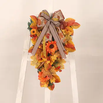 Искусственный каплевидный венок Swag Wreath Осенний венок для наружного декора сада - Изображение 2  