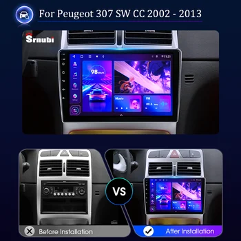 srnubi SSR Android 12 Автомагнитола для Peugeot 307 307CC 307SW 2002 - 2013 Мультимедийный плеер 2 Din Carplay Auto Stereo GPS QLED DVD - Изображение 2  