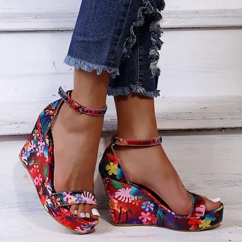 сексуальная девушка летний дизайн вечеринка женская обувь на высоких каблуках пряжка лодыжки ремень сандалии женщины цветок с открытым носком сандалии - Изображение 2  