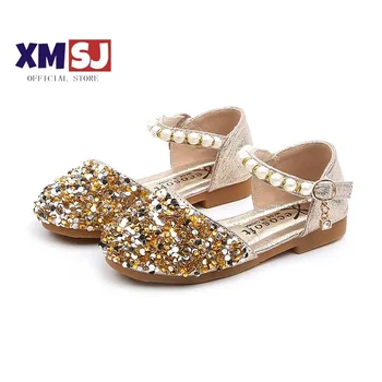 2023 Летние туфли для девочек Бусина Мэри Джейнс Балетки Fling Princess Обувь Детская танцевальная обувь Детские сандалии Детская свадебная обувь Золото - Изображение 2  